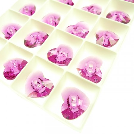 Krystall knapper hjerter rosa 16mm