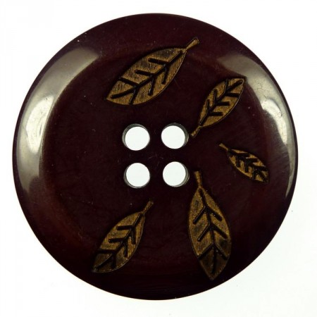 Rødbrun knapp med gullblader