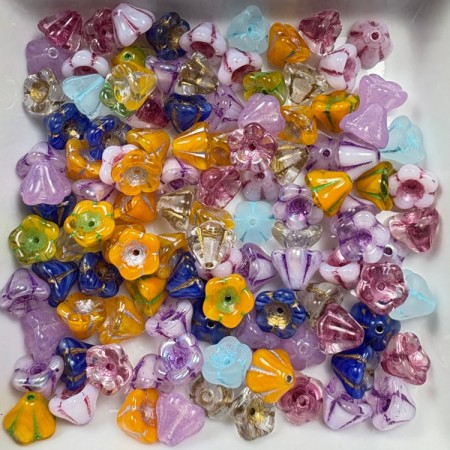 Pressede glassperler BLOMSTER MIKS
