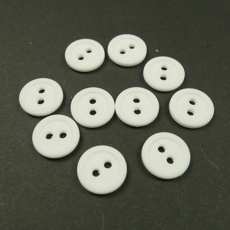 Knapper matte hvite 2 hulls